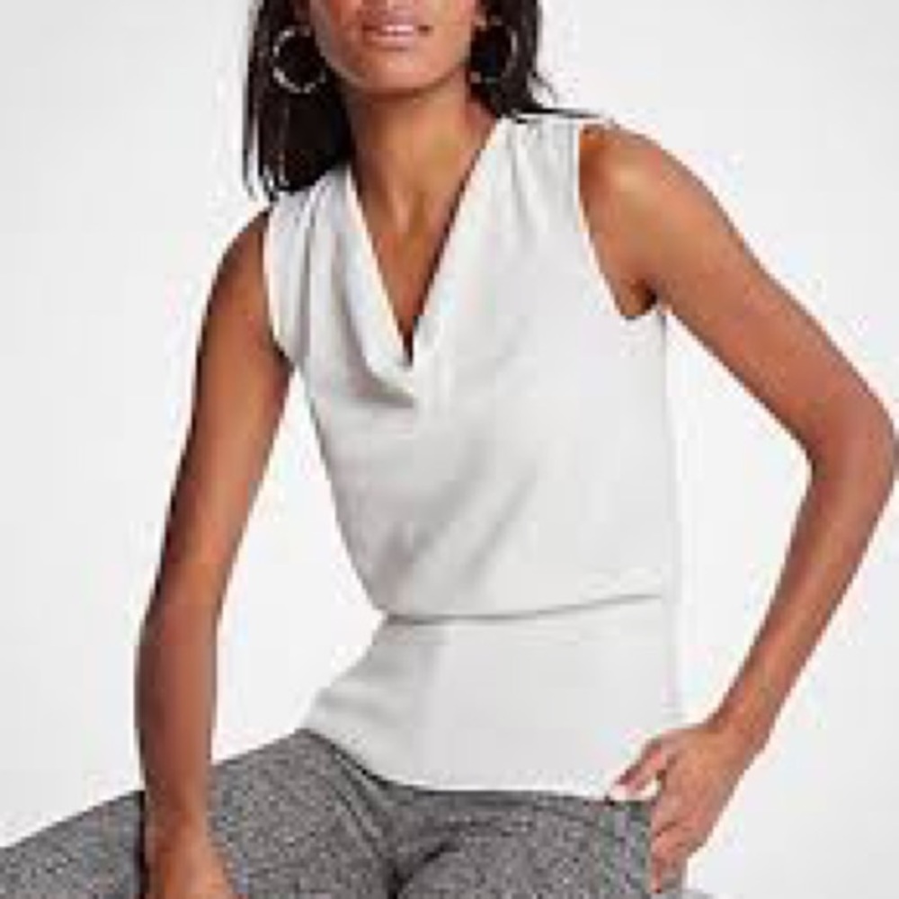 Ann Taylor Cowl Neck Shell - Winter White - S